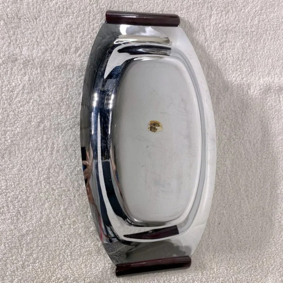 Vintage Glo Hill Gourmates Chrome Serving Tray With Bakelite Handles - Picture 2 of 11